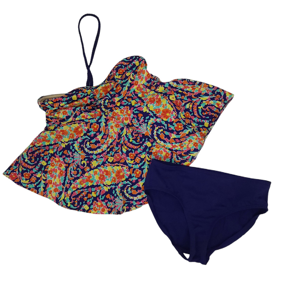 Lands End Girls Tankini Size 12 Bright Colored Bathing Suite for Kids
